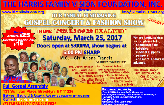 Gospel Concert and Fashion Show, Saturday March 25, 2017
